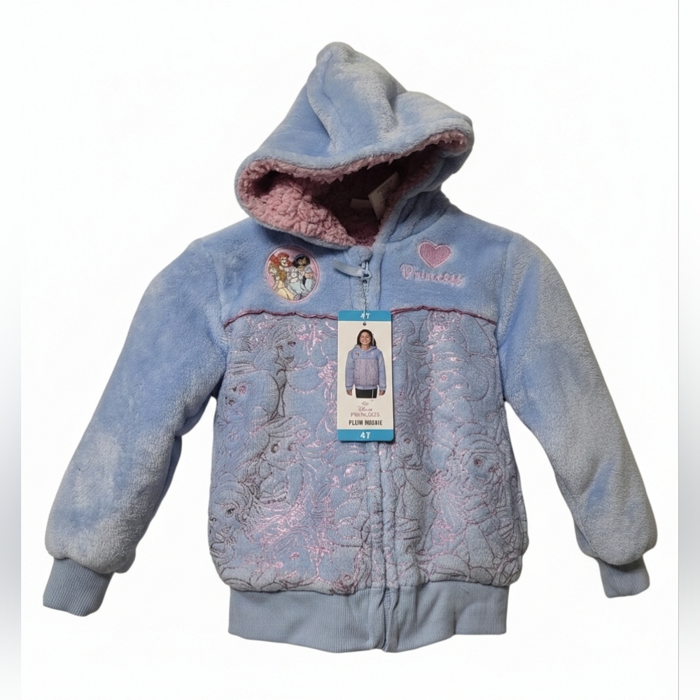 Blue Hooded Jacket with Princess Design